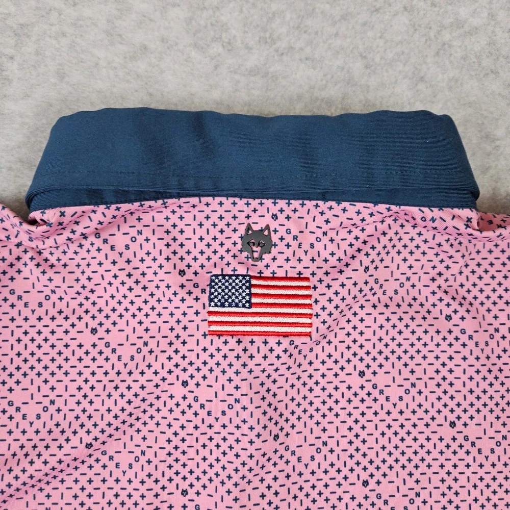 Greyson (Mens XXL) Pink Polo Golf Shirt Performance Stretch Patterned Sportswear